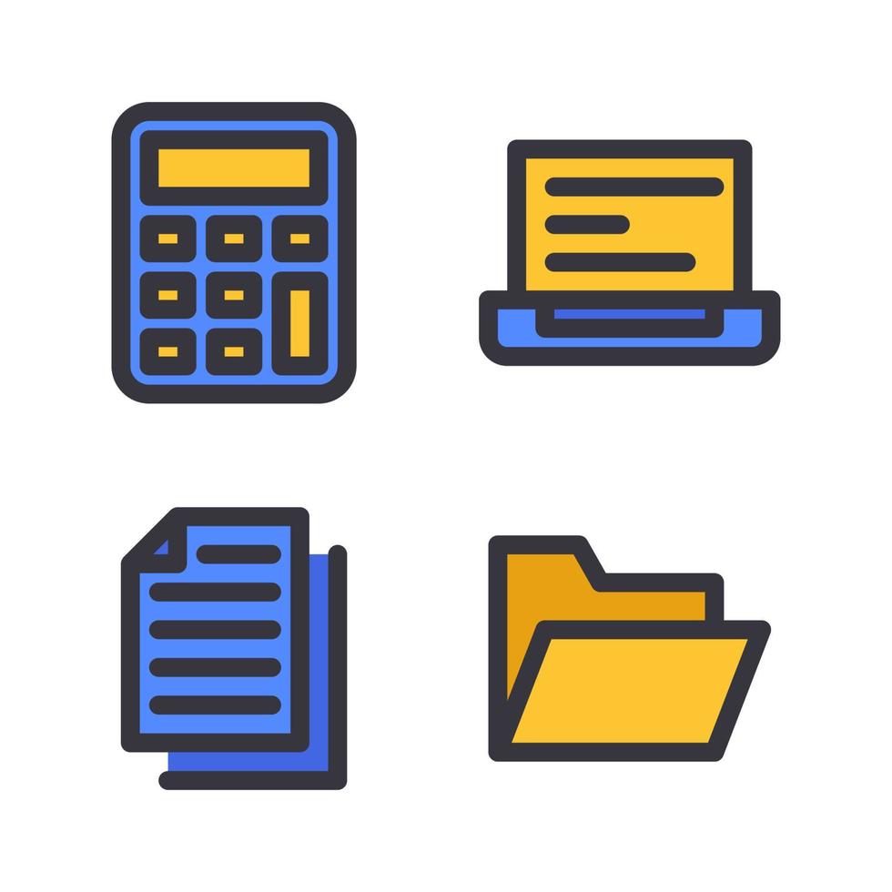 Education icons set. Calculator, laptop, file, folder. Perfect for website mobile app, app icons, presentation, illustration and any other projects vector