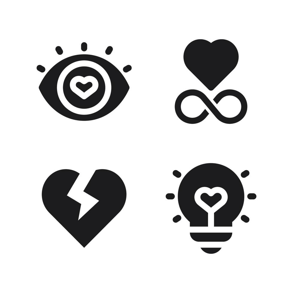 Romance icons set. eye, infinity, broken heart, lamp. Perfect for website mobile app, app icons, presentation, illustration and any other projects vector