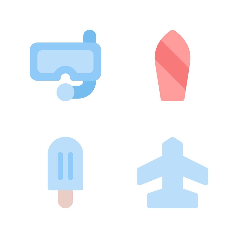 Summer Holiday icons set. goggles, surf board, ice cream, plane . Perfect for website mobile app, app icons, presentation, illustration and any other projects vector