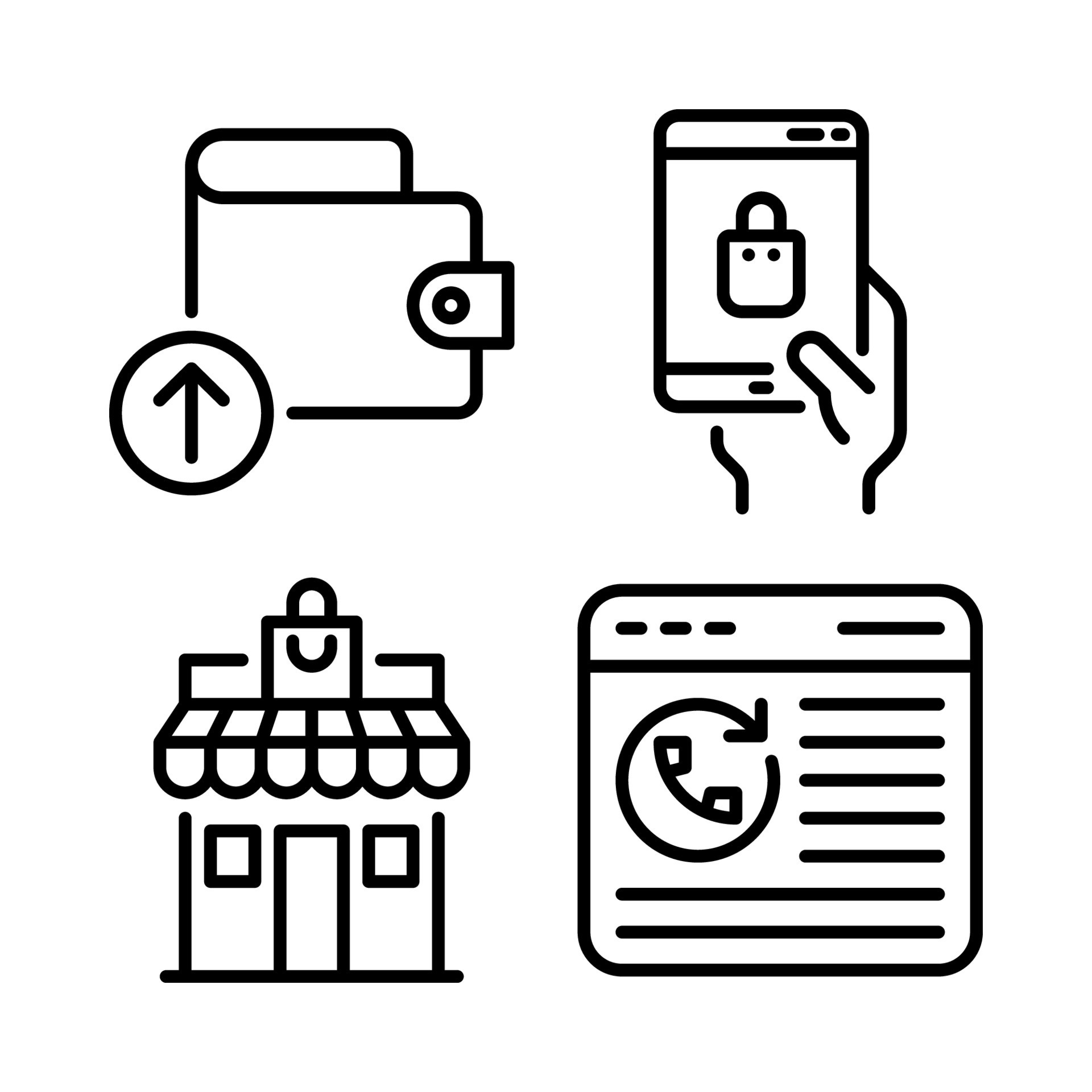 ecommerce-icons-set-top-up-wallet-ecommerce-retail-store-web