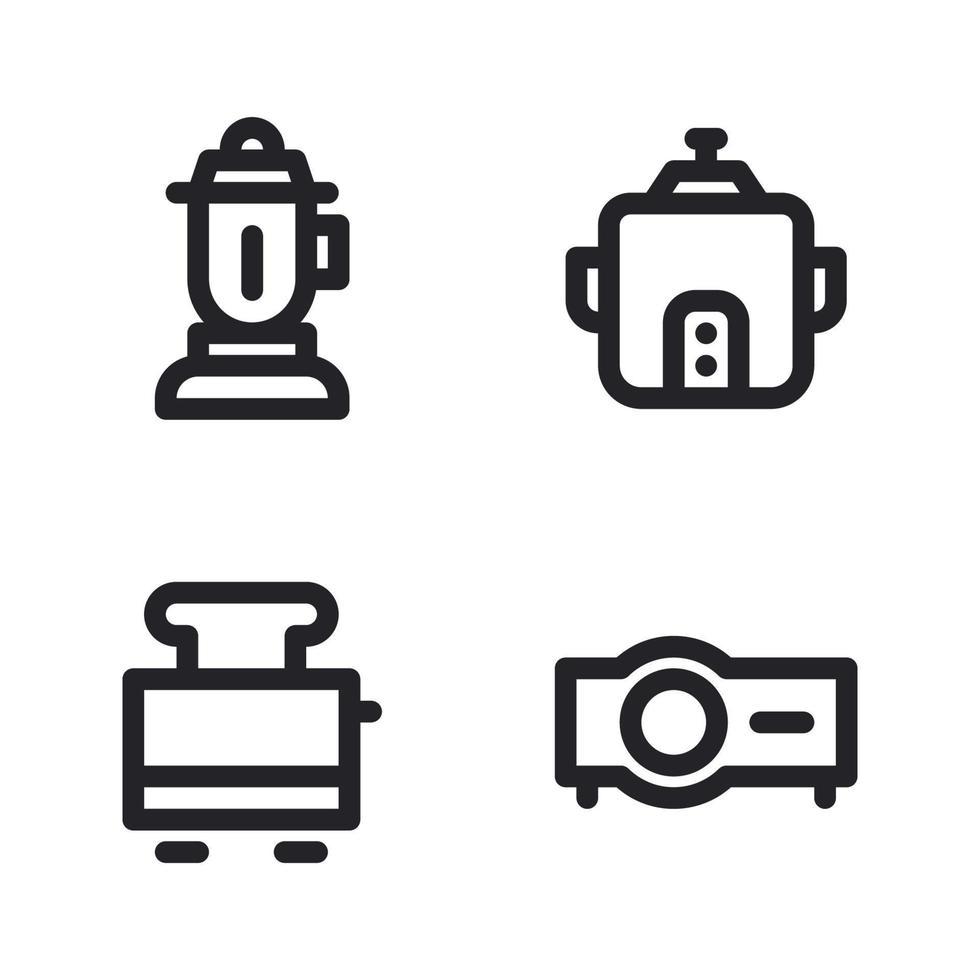Electronics Device icons set. mixer, rice cooker, toaster, projector. Perfect for website mobile app, app icons, presentation, illustration and any other projects vector