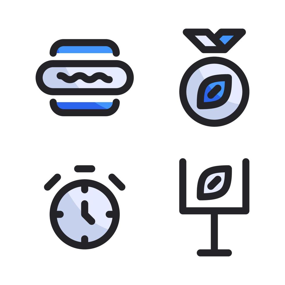 American Football icons set. Hot dog, medal, stopwatch, shoot. Perfect for website mobile app, app icons, presentation, illustration and any other projects vector