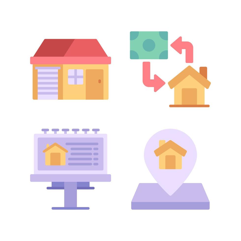 Real Estate icons set. Home, Purchase, Billboard, Pin Home. Perfect for website mobile app, app icons, presentation, illustration and any other projects vector
