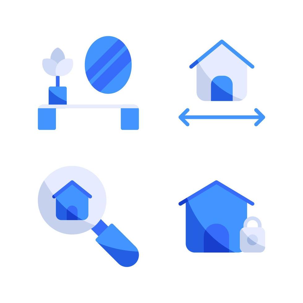 Real Estate icons set. Interior, credit card, parking car, auction. Perfect for website mobile app, app icons, presentation, illustration and any other projects vector