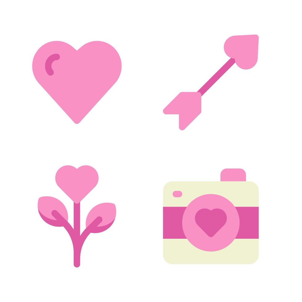 romance íconos colocar. amar, flecha, flor, cámara. Perfecto para sitio web móvil aplicación, aplicación iconos, presentación, ilustración y ninguna otro proyectos vector