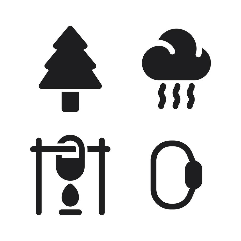 aventuras íconos colocar. árbol, nube, hoguera, mosquetón Perfecto para sitio web móvil aplicación, aplicación iconos, presentación, ilustración y ninguna otro proyectos vector