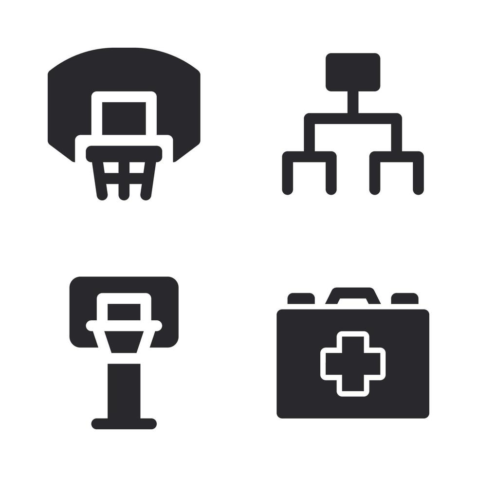 Basketball icons set. Ring, structure, hoops, medical box. Perfect for website mobile app, app icons, presentation, illustration and any other projects vector