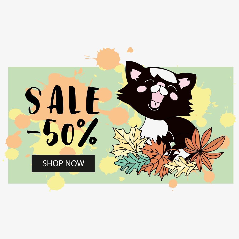 CAT SALE BANNER Business Animal Pet Vector Illustration Set