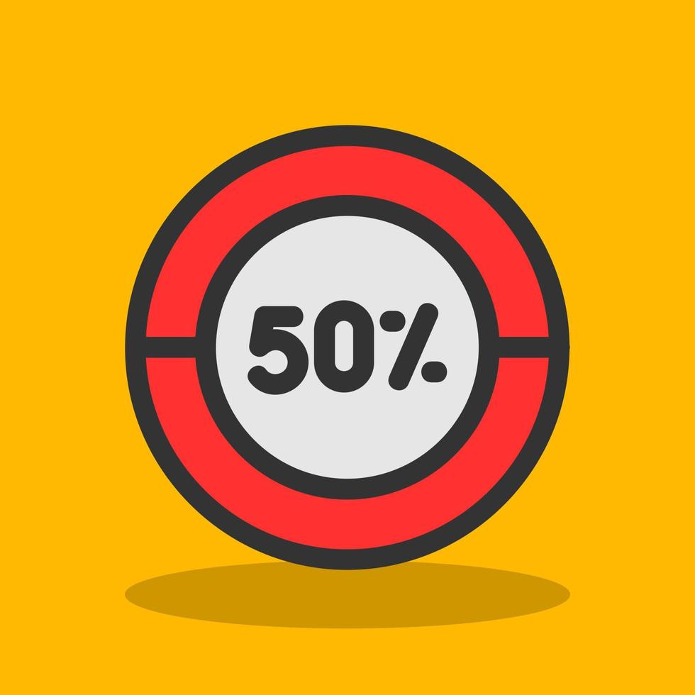 Half Pie Chart Vector Icon Design