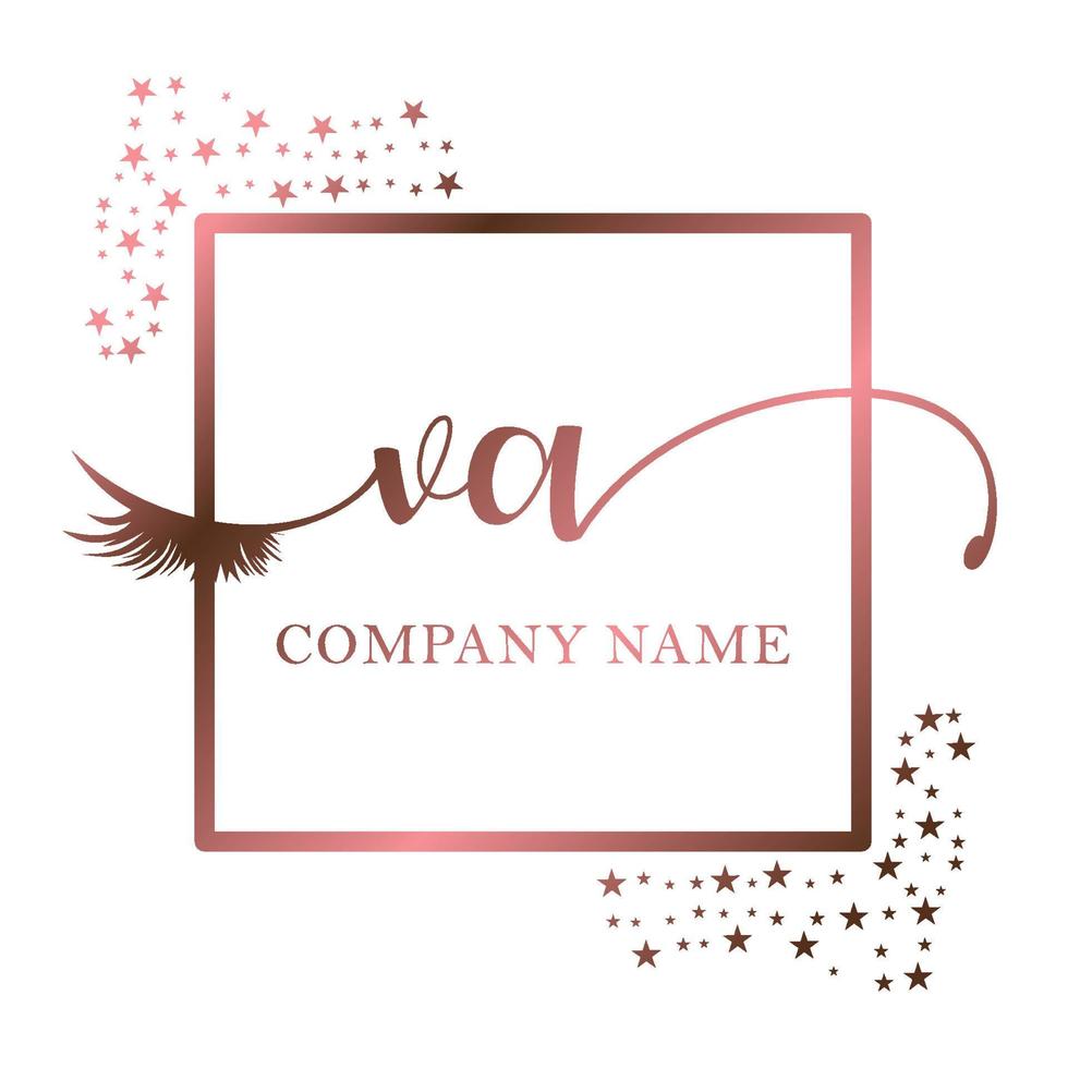 Initial logo VA handwriting women eyelash makeup cosmetic wedding modern premium vector