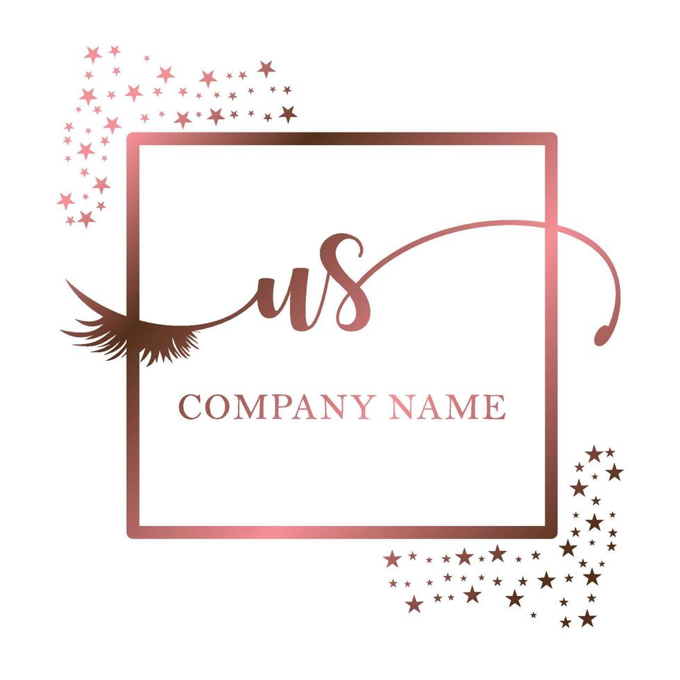 Initial logo US handwriting women eyelash makeup cosmetic wedding modern premium vector