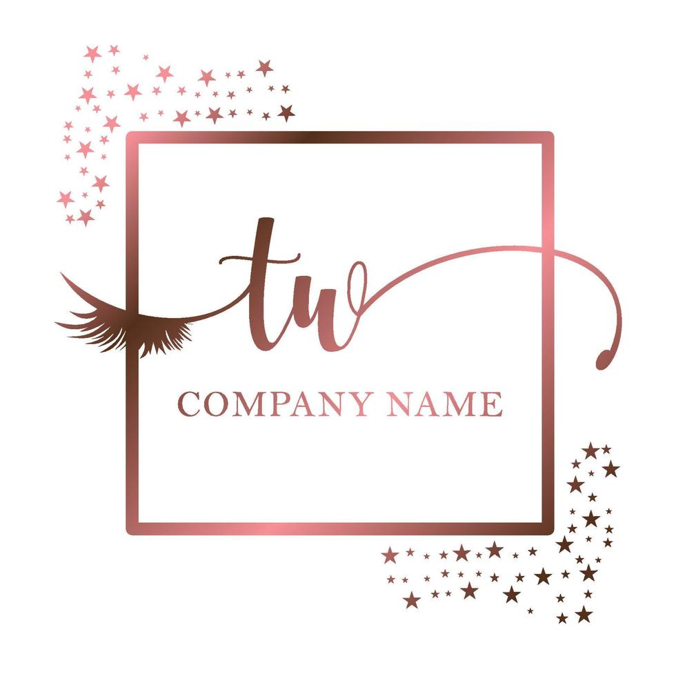 Initial logo TW handwriting women eyelash makeup cosmetic wedding modern premium vector