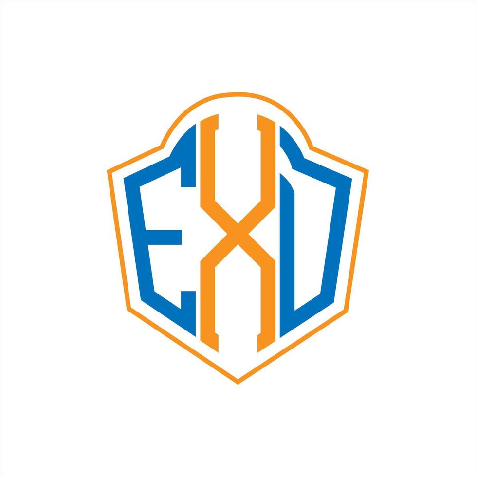 EXD abstract monogram shield logo design on white background. EXD creative initials letter logo. vector