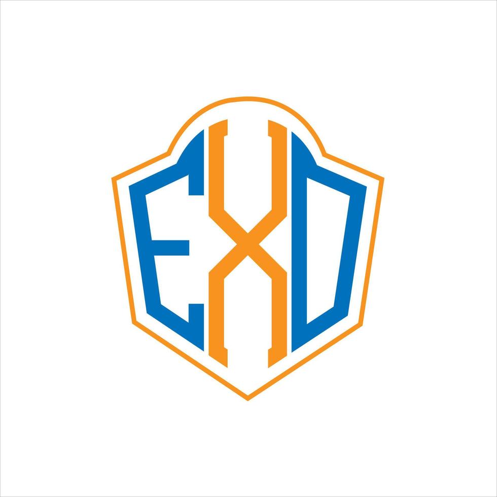 EXO abstract monogram shield logo design on white background. EXO creative initials letter logo.EXO abstract monogram shield logo design on white background. EXO creative initials letter logo. vector