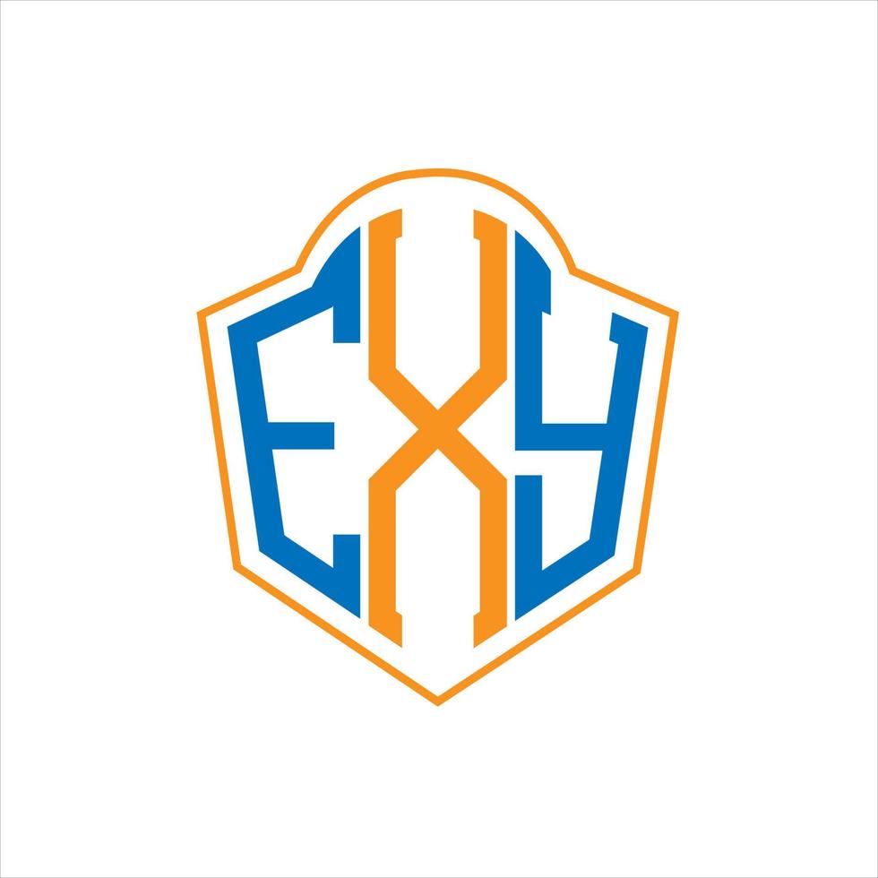 EXY abstract monogram shield logo design on white background. EXY creative initials letter logo. vector