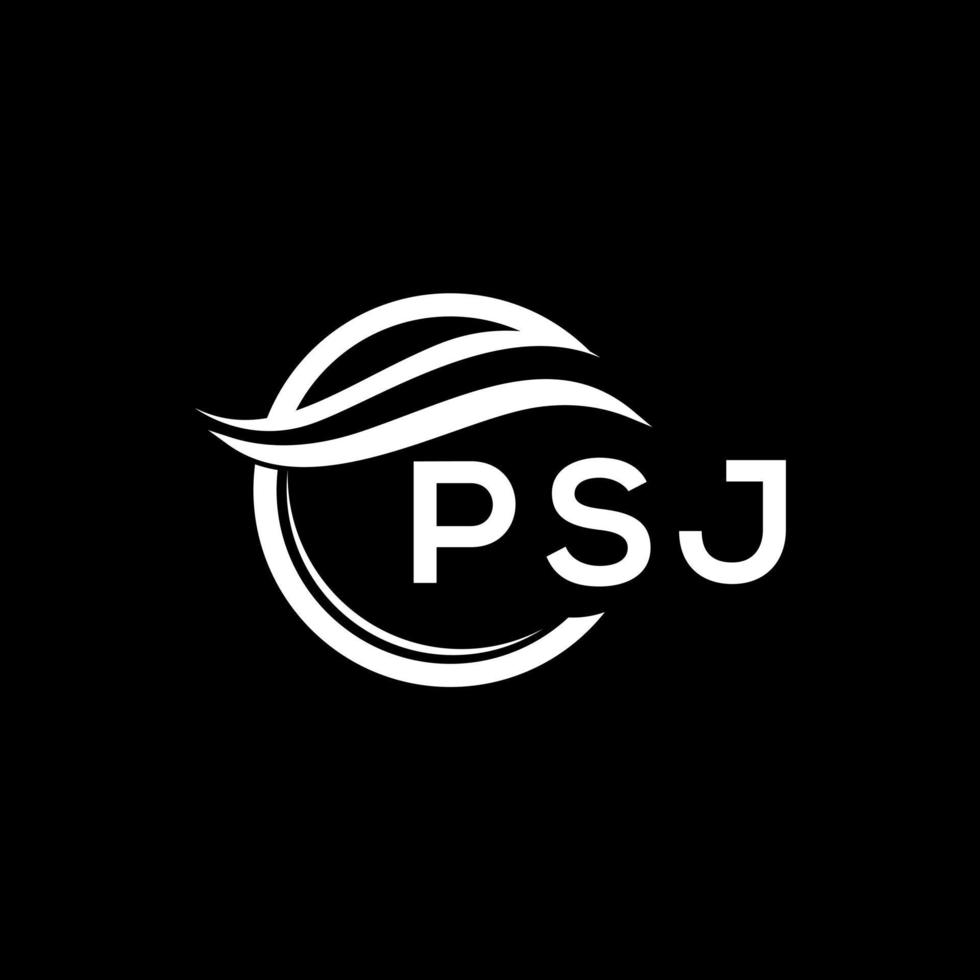 PSJ letter logo design on black background. PSJ creative circle logo. PSJ initials  letter logo concept. PSJ letter design. vector