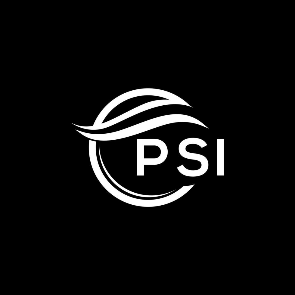 PSI letter logo design on black background. PSI creative circle logo. PSI initials  letter logo concept. PSI letter design. vector