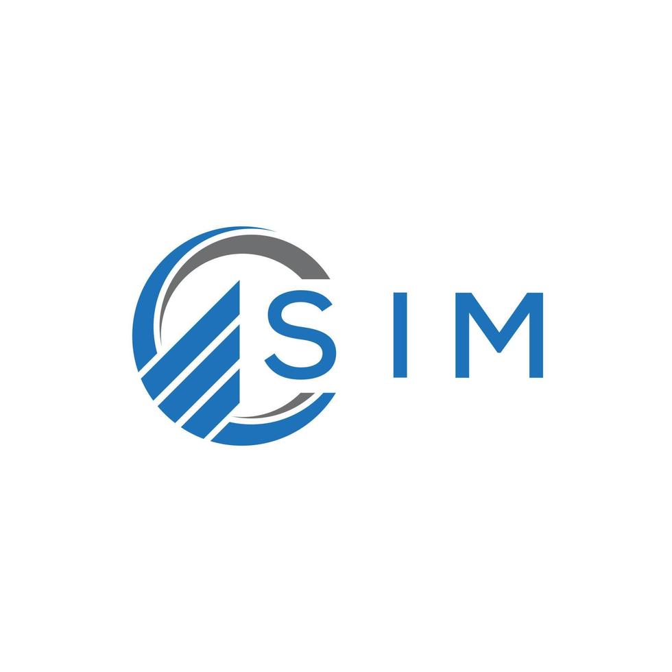 SIM Flat accounting logo design on white background. SIM creative initials Growth graph letter logo concept.SIM business finance logo design. vector