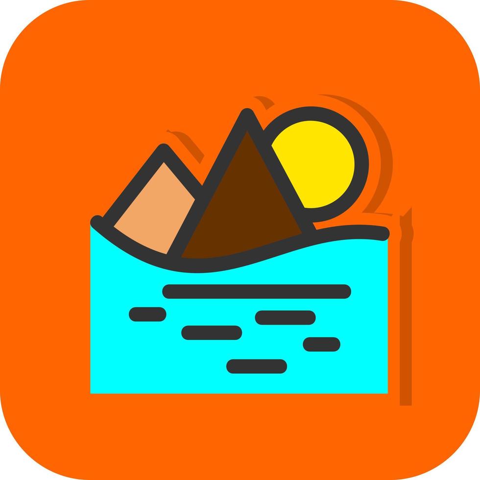 Sunset Landscape Vector Icon Design