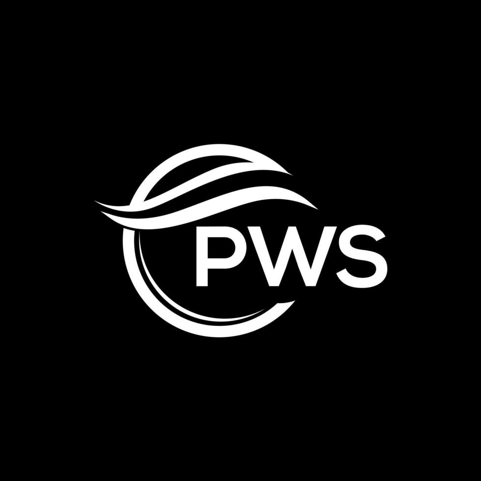 pws letra logo diseño en negro antecedentes. pws creativo circulo logo. pws iniciales letra logo concepto. pws letra diseño. vector