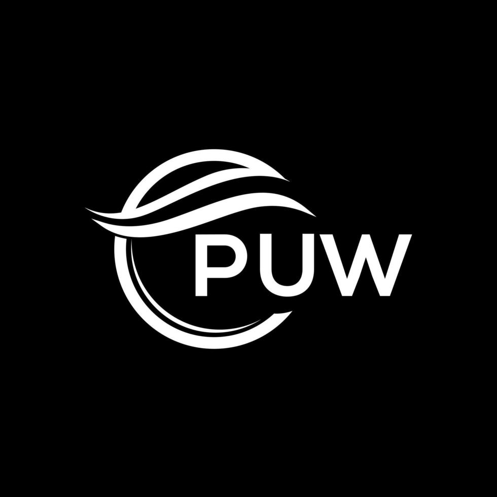 PUW letter logo design on black background. PUW creative circle logo. PUW initials  letter logo concept. PUW letter design. vector