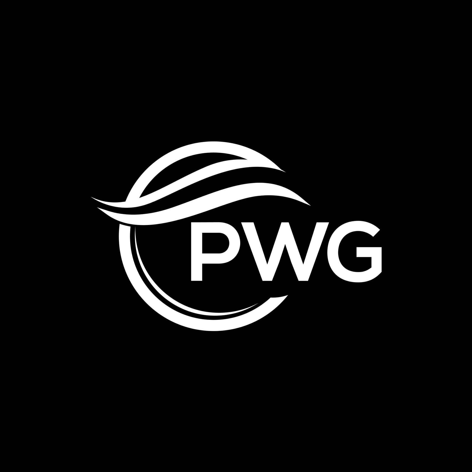 pwg letra logo diseño en negro antecedentes. pwg creativo circulo logo