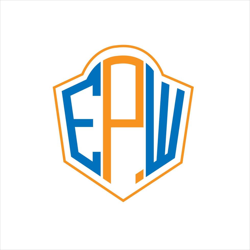 EPW abstract monogram shield logo design on white background. EPW creative initials letter logo.EPW abstract monogram shield logo design on white background. EPW creative initials letter logo. vector