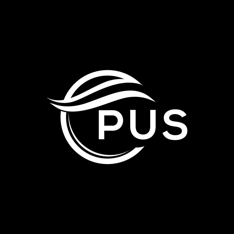 pus letra logo diseño en negro antecedentes. pus creativo circulo logo. pus iniciales letra logo concepto. pus letra diseño. vector