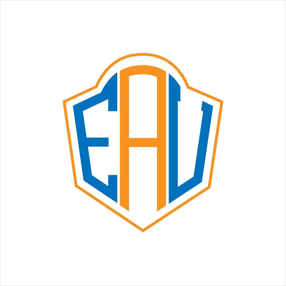 EAU abstract monogram shield logo design on white background. EAU creative initials letter logo. vector