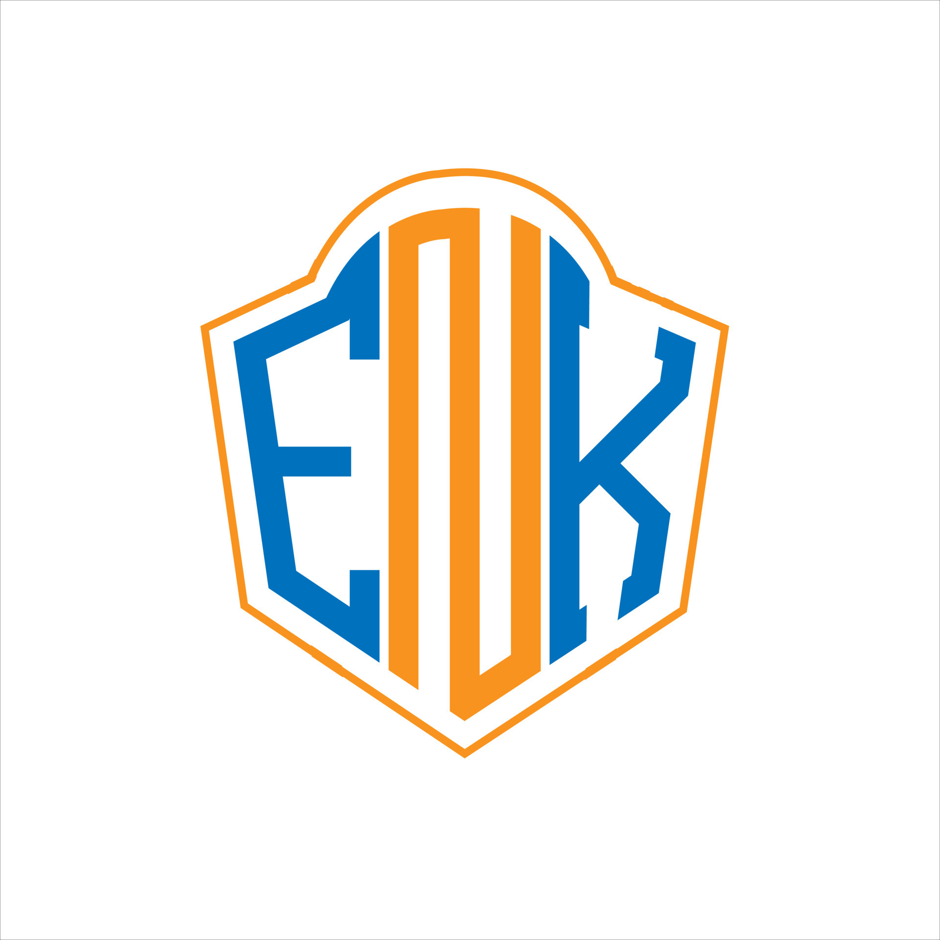 ENK abstract monogram shield logo design on white background. ENK