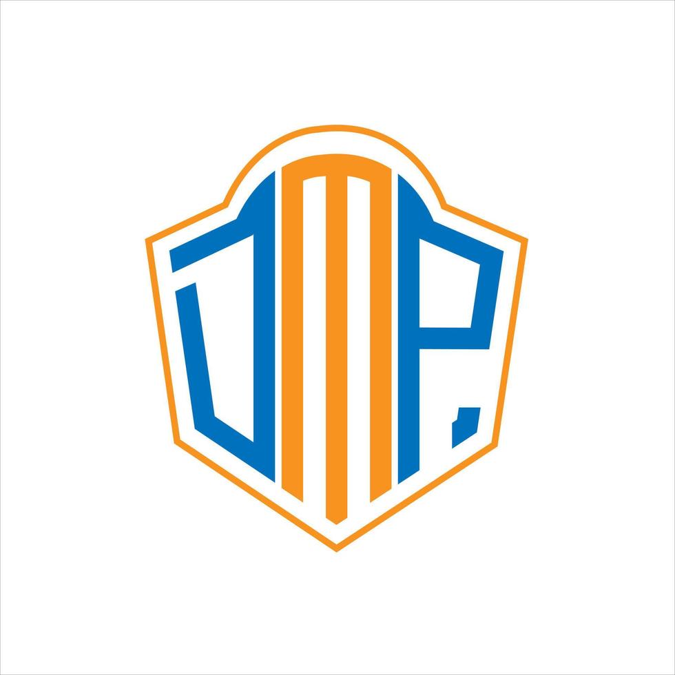 DMP abstract monogram shield logo design on white background. DMP creative initials letter logo. vector