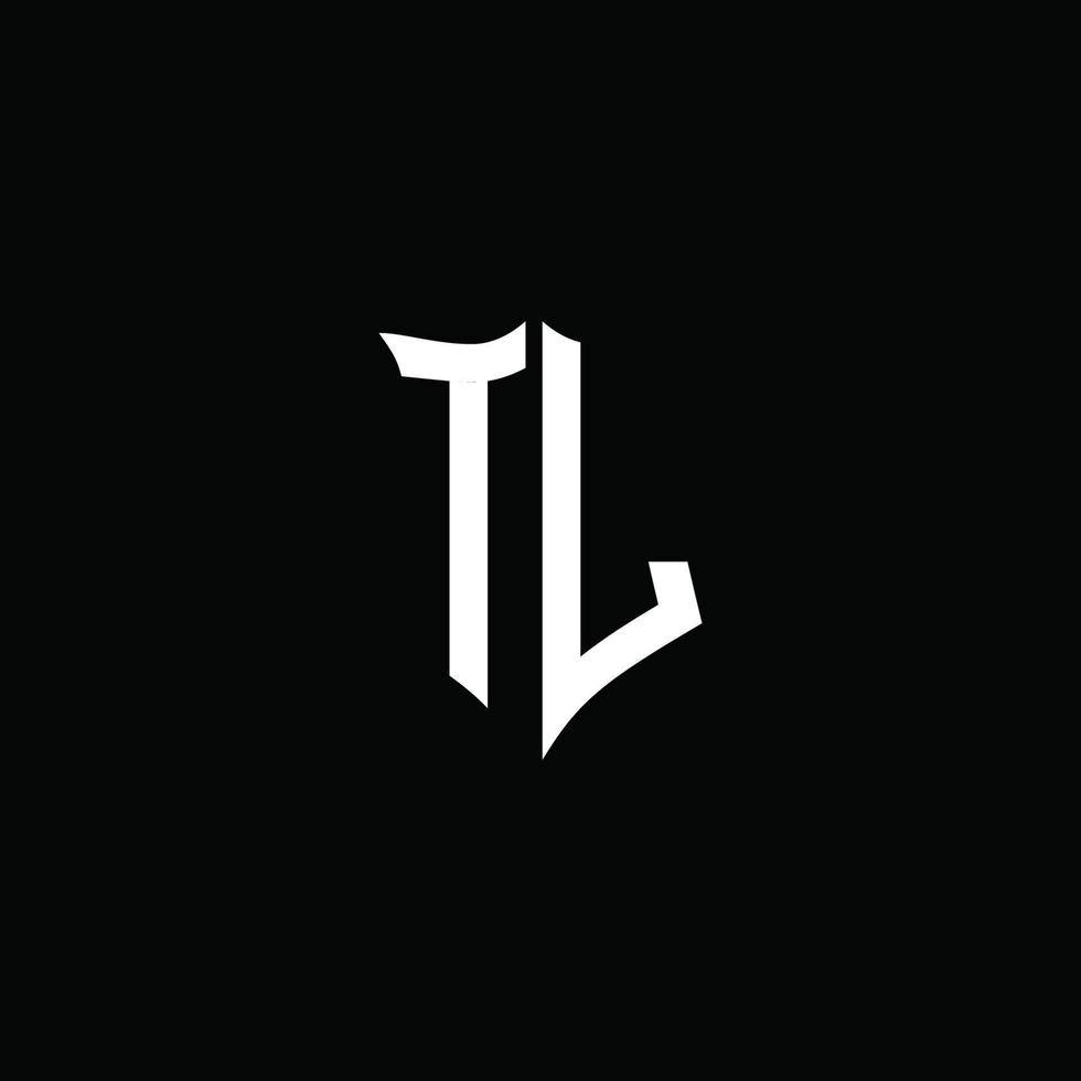 Cinta del logotipo de la letra del monograma de tl con el estilo del escudo aislado en fondo negro vector
