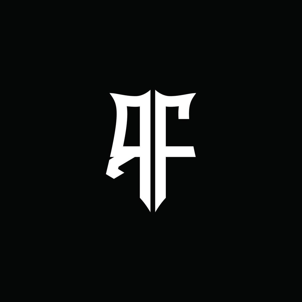 Cinta del logotipo de la letra del monograma de rf con el estilo del escudo aislado en fondo negro vector