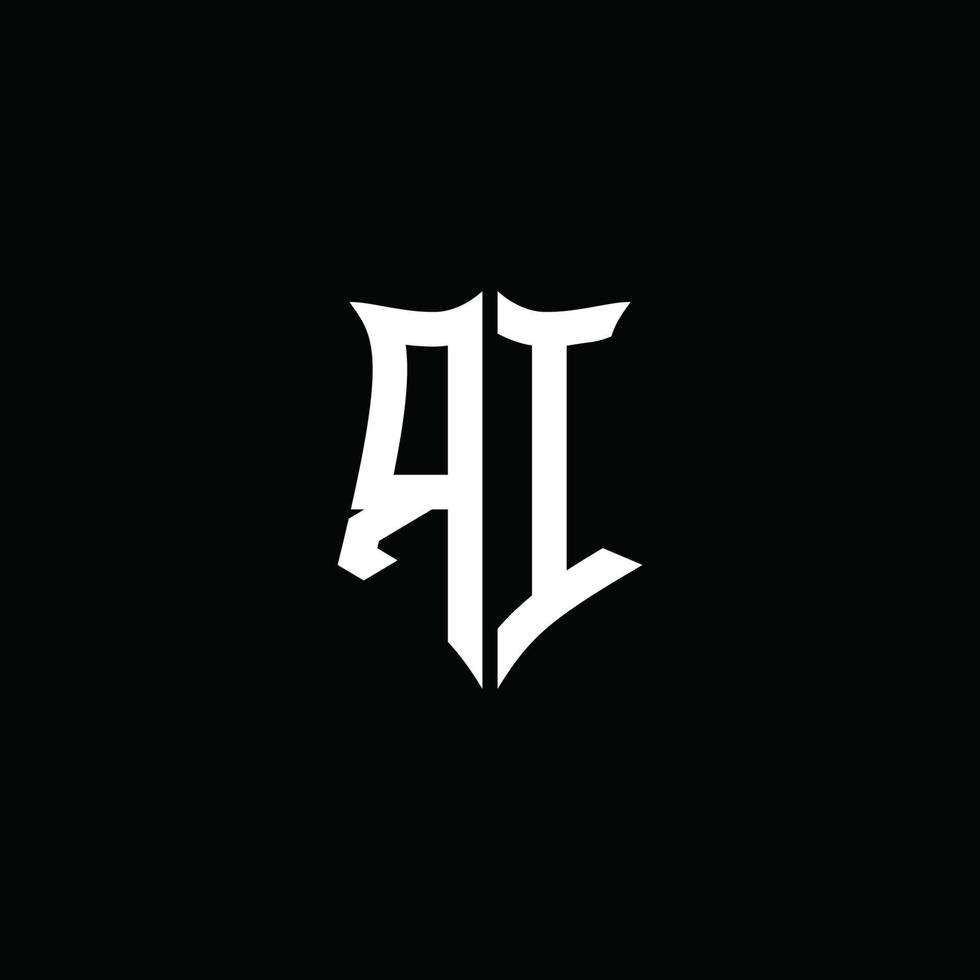 Rhode Island monograma letra logo cinta con proteger estilo aislado en negro antecedentes vector