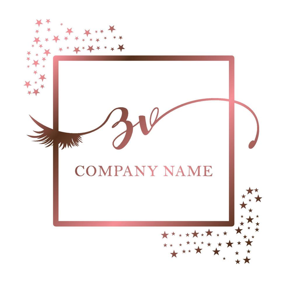 Initial logo ZV handwriting women eyelash makeup cosmetic wedding modern premium vector