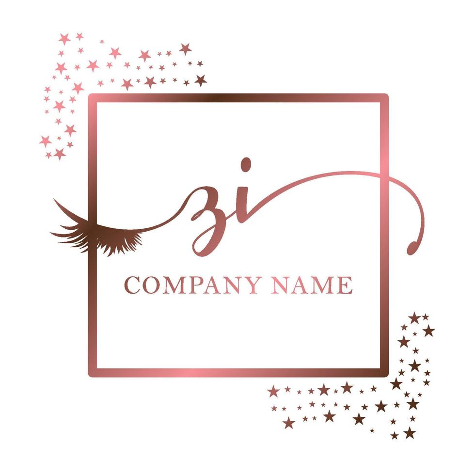 inicial logo zi escritura mujer pestaña maquillaje cosmético Boda moderno prima vector