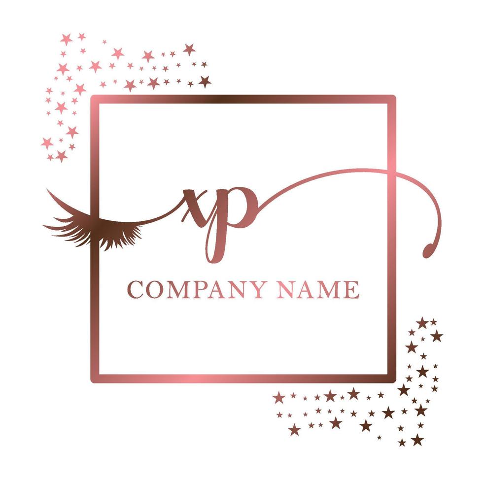 Initial logo XP handwriting women eyelash makeup cosmetic wedding modern premium vector