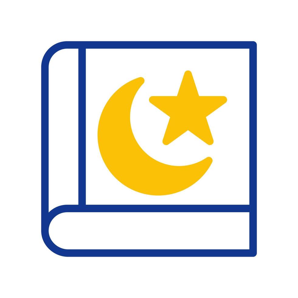 quran icon duotone blue yellow style ramadan illustration vector element and symbol perfect.