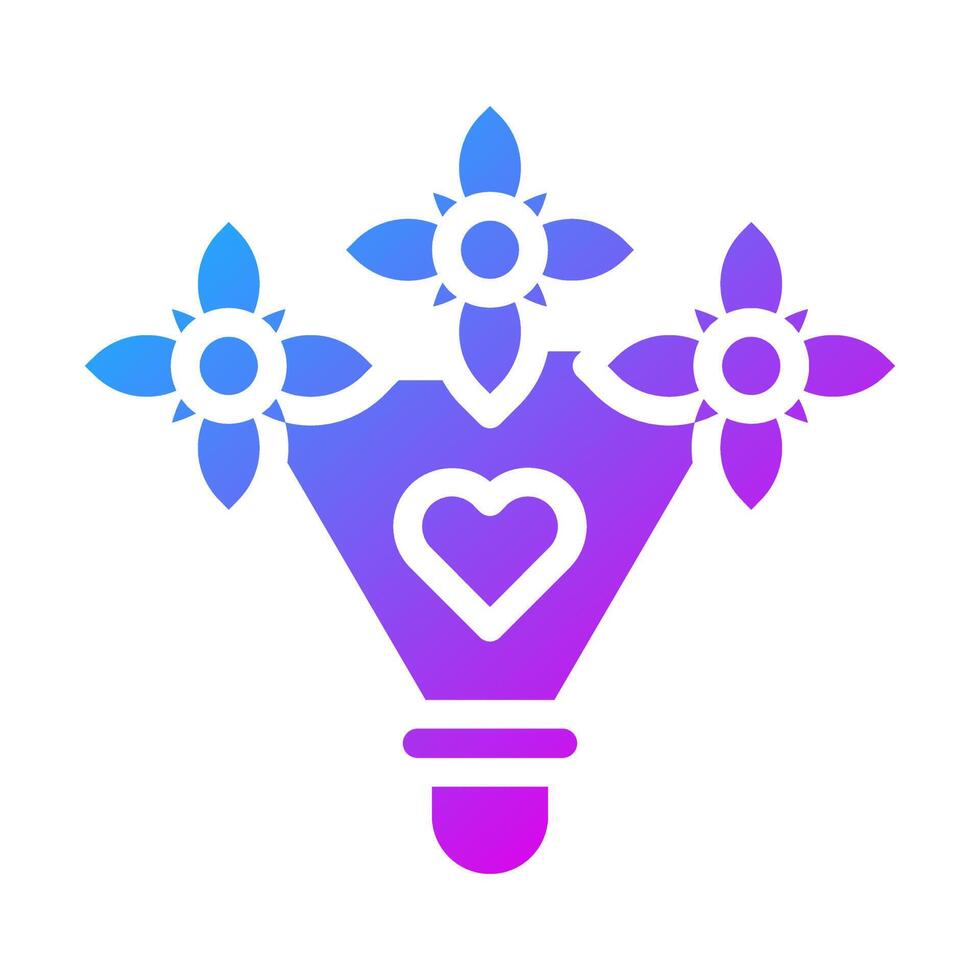 ramo de flores icono sólido degradado estilo enamorado ilustración vector elemento y símbolo Perfecto.