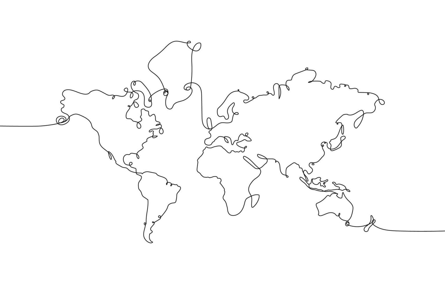 contorno uno acariciado Arte mundo mapa vector