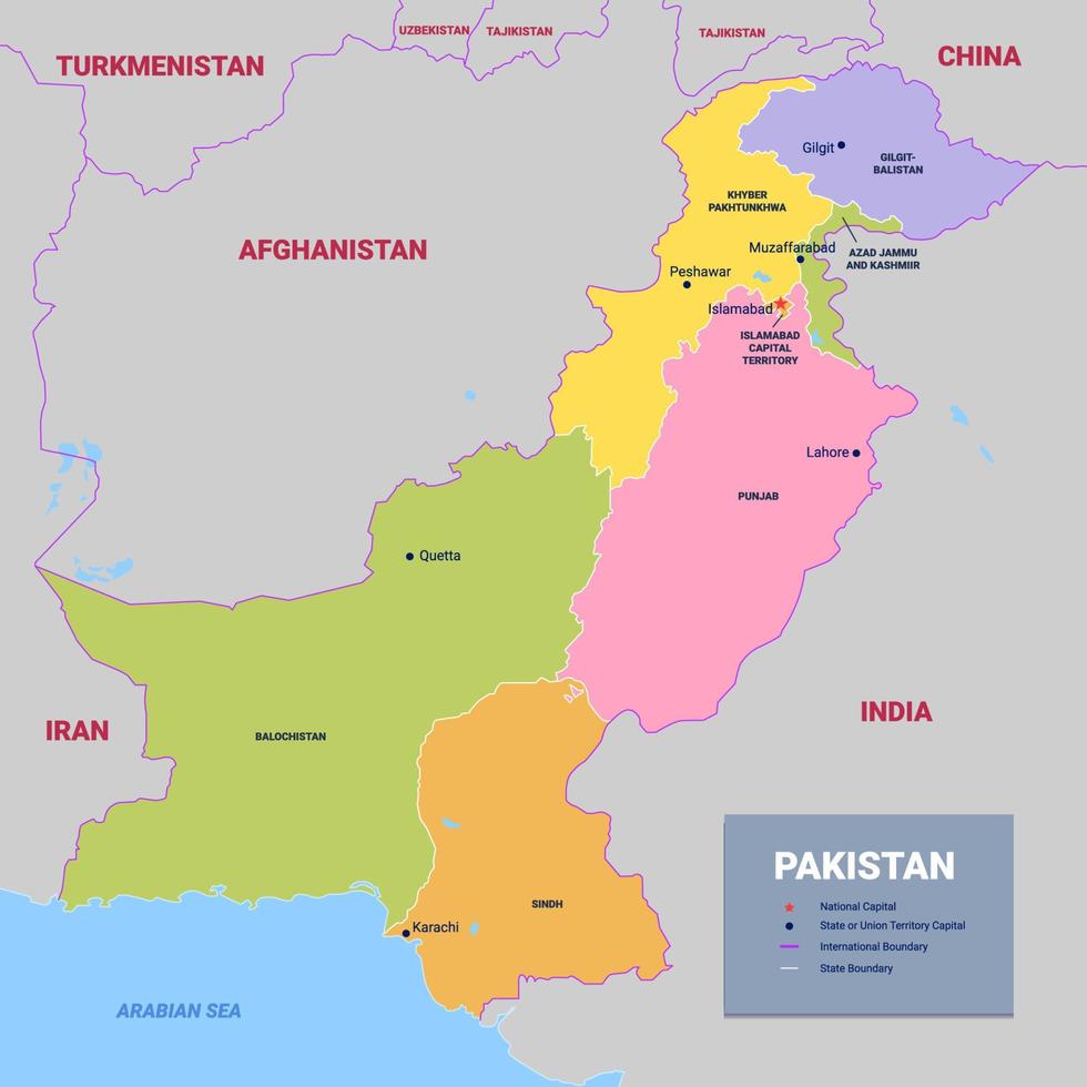 Country Map of Pakistan vector