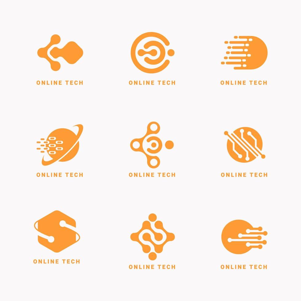 Online Tech Logo  Collection vector