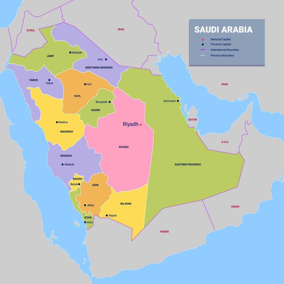 Country Map of Saudi Arabia vector