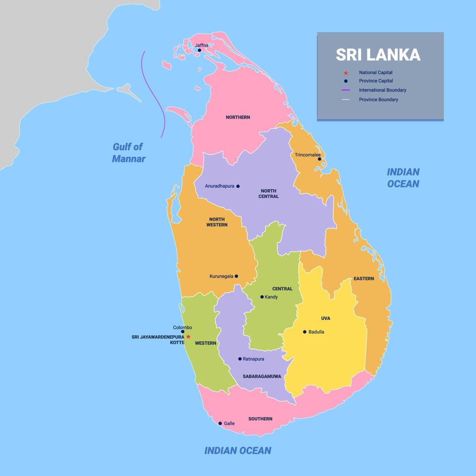 Country Map of Sri Lanka vector