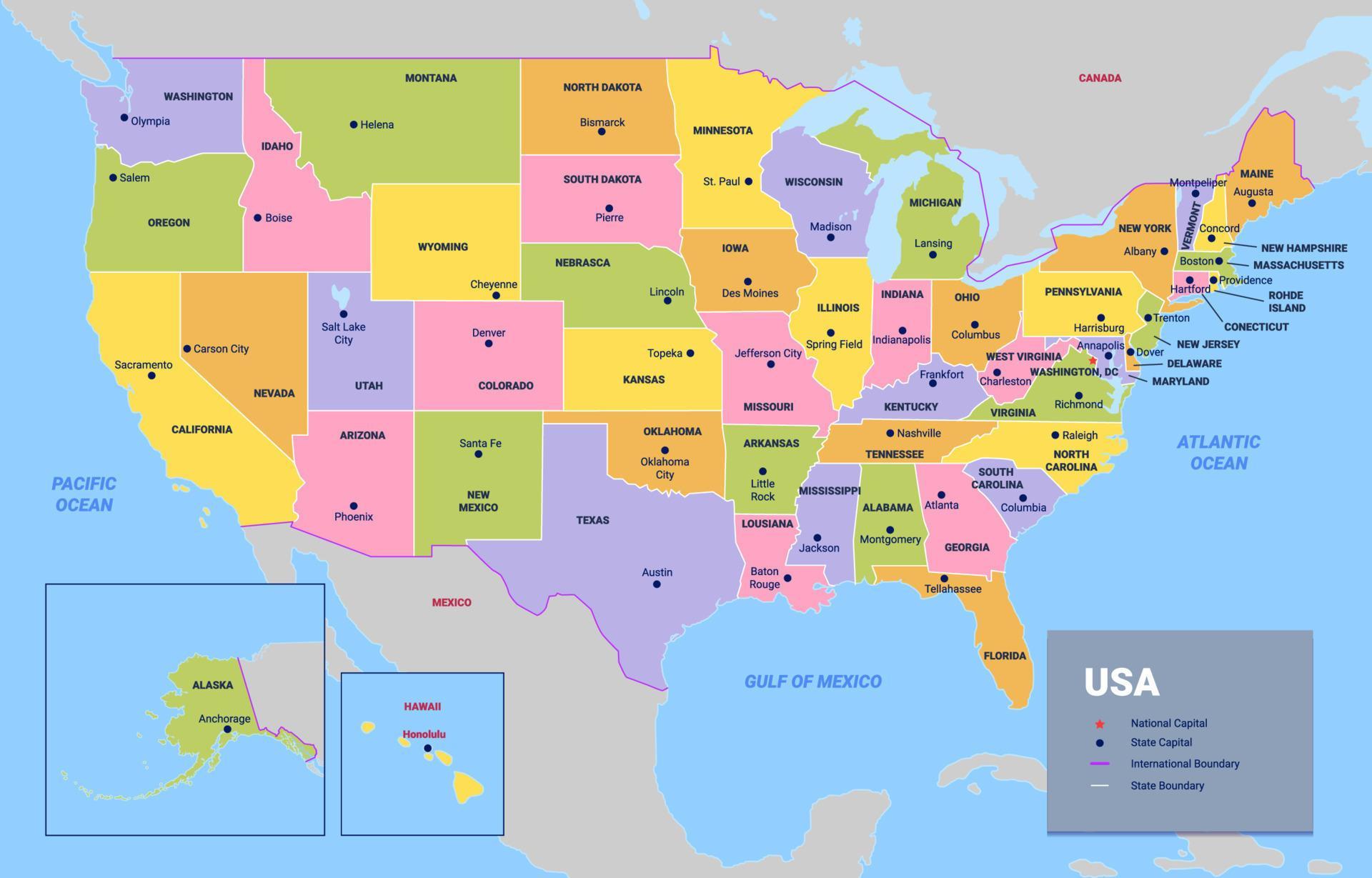 Country Map of United States of - Country Map Of United States Of America Free Vector
