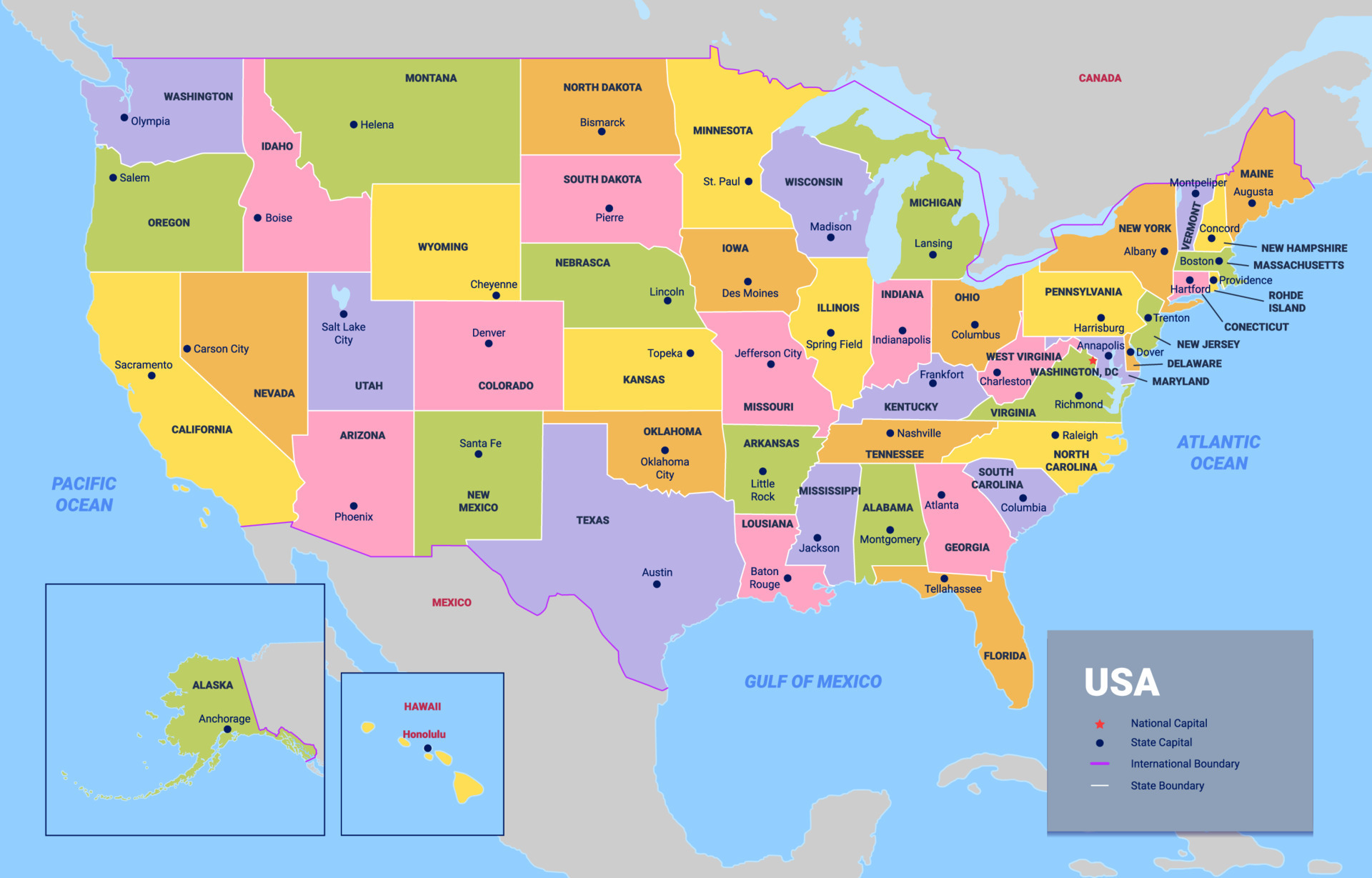 Country Map Of United States Of America 20112765 Vector Art At Vecteezy