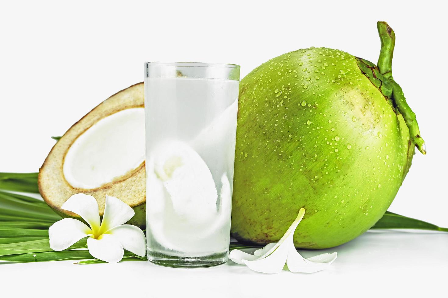 cool coconut drink on white background photo