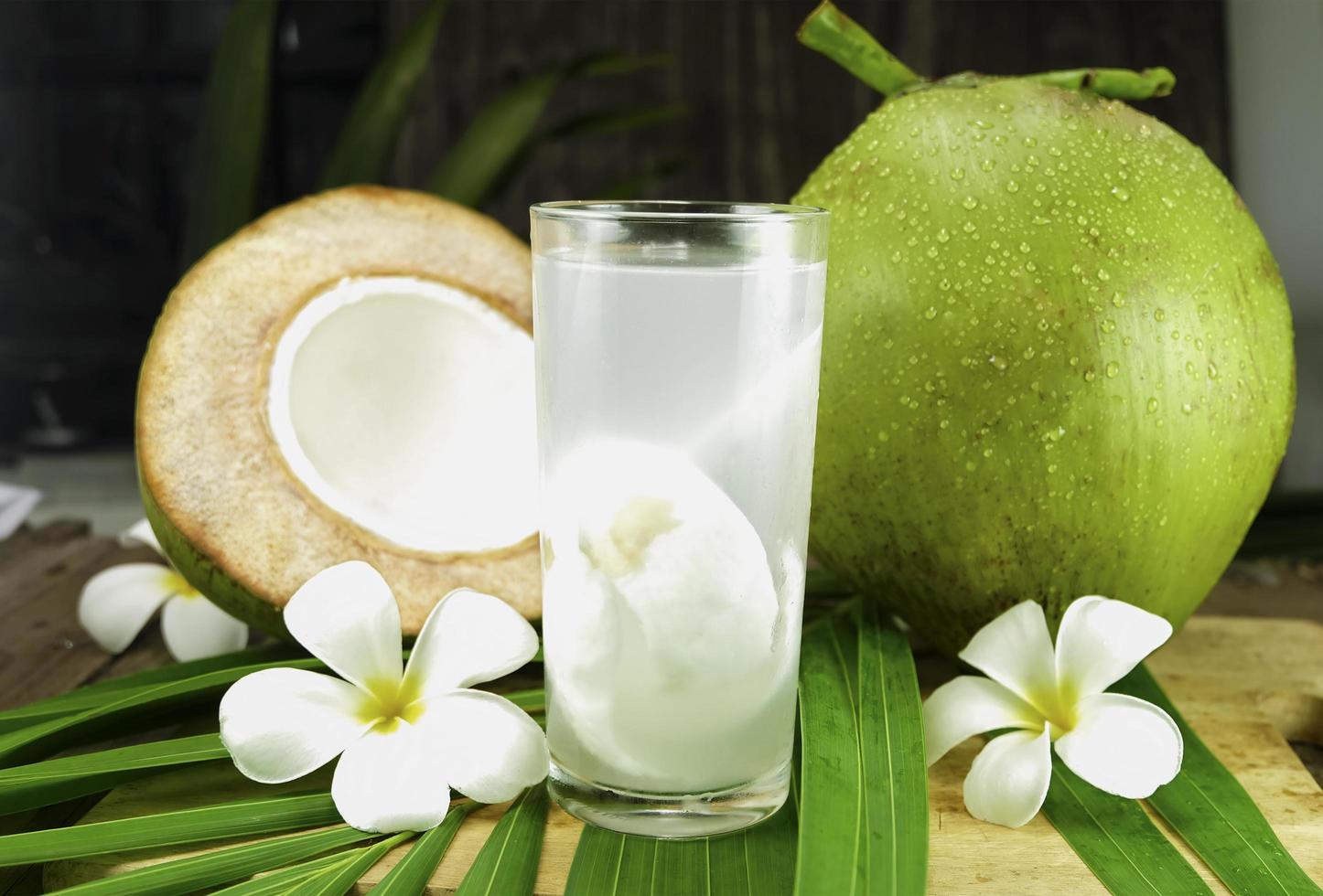 fresh coconut drinking juice photo