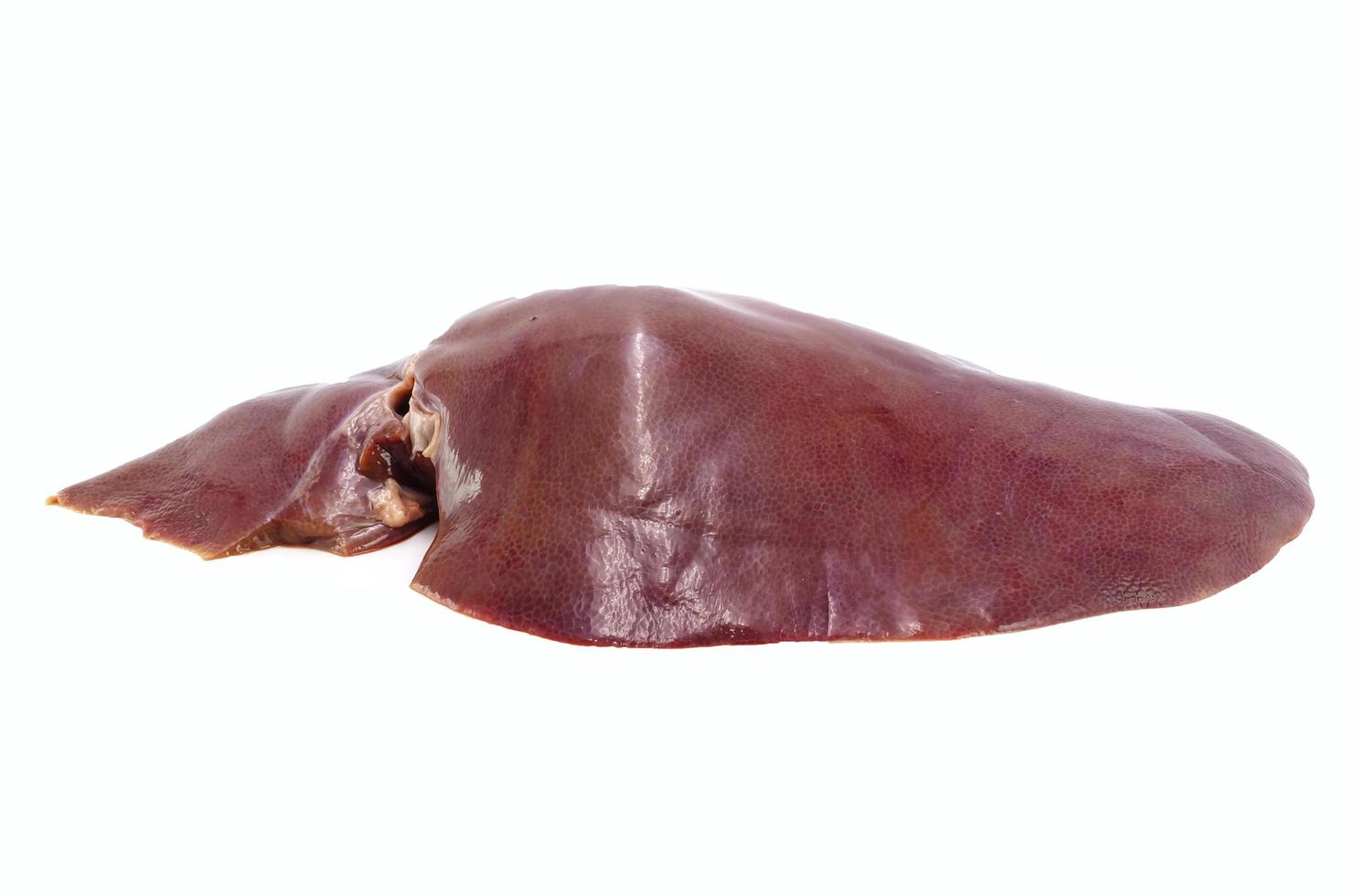 piece of raw liver isolated on white photo