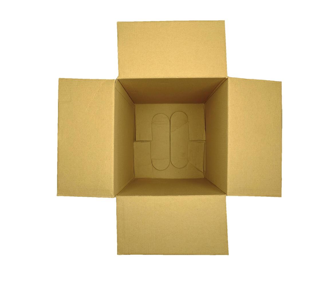 open cardboard box isolated photo
